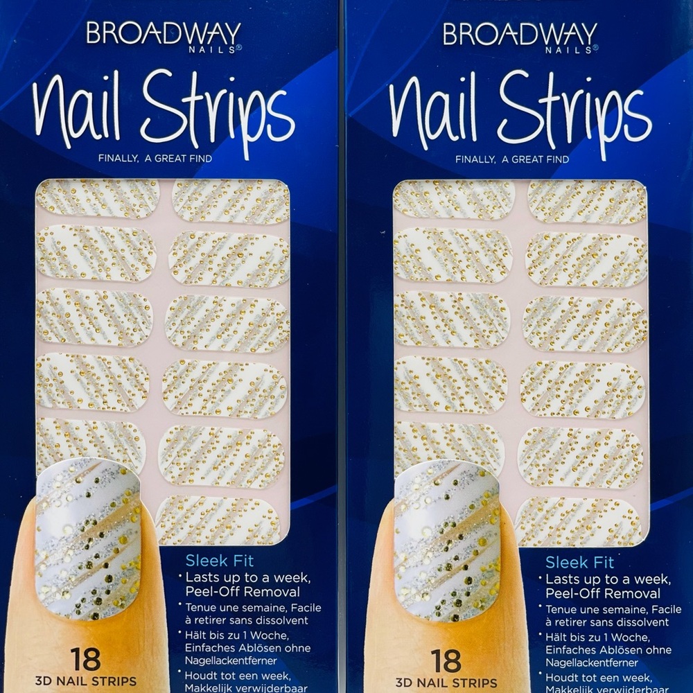 2 Broadway Nails Nail Strips Polish Stickers #60306 Gold Sparkle